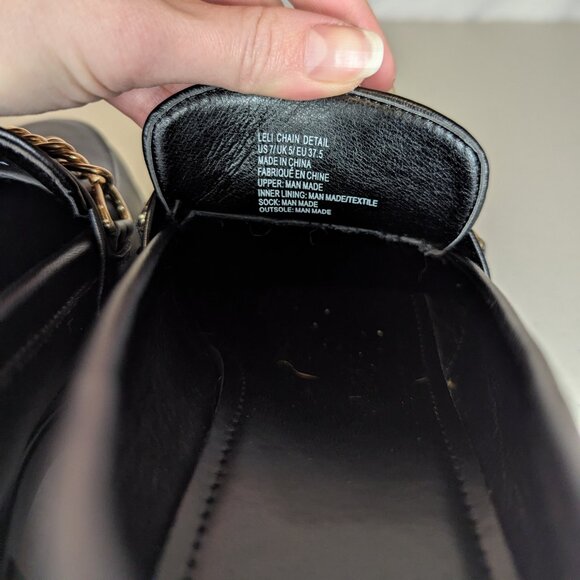 JustFab Leli Chain Detail Chunky Loafer Black & Gold | 7 - Picture 7 of 8